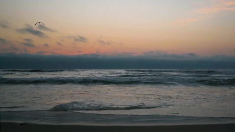 Sunset over the ocean. Tranquil scene, beautiful sun reflection, slow motion Stock Footage 140892832