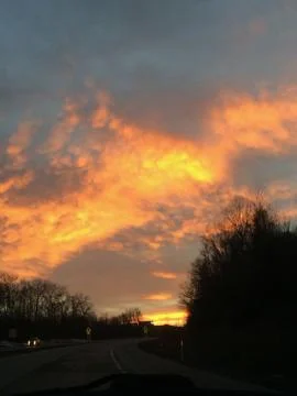 Sunset over Ohio Trees Stock Photos