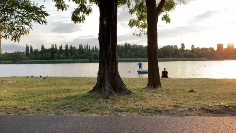 Sunset over the Old Kuban River, Krasnodar, Russia Video stock 207283774