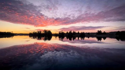 Sunset over the Otonabee River Stock Photos