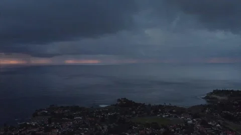 Sunset Over the Pacific Ocean at Palos Verdes Los Angeles California Aerial View Stock Footage 148707921