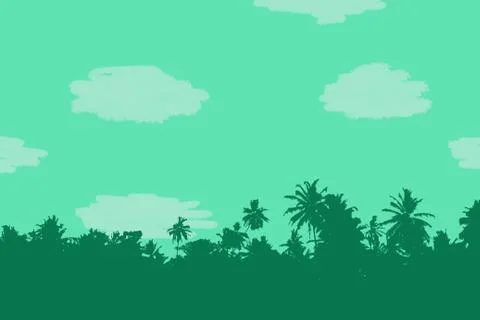 Sunset over palm trees Stock Illustration