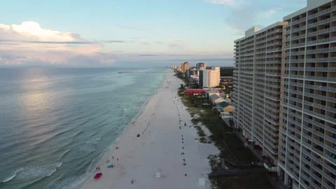 Sunset Over Panama City Beach, Florida and the Gulf of Mexico Stock Footage 339073828