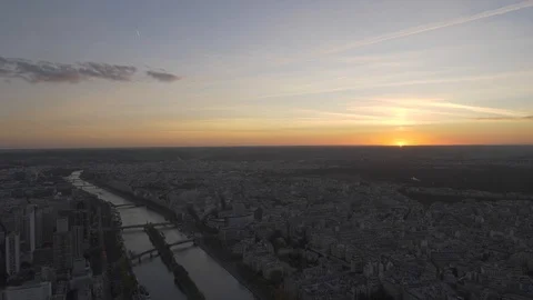 Sunset over Paris from Eiffel Tower Stock Footage 108820883