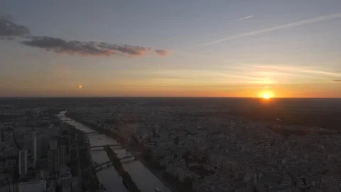 Sunset over Paris from Eiffel Tower Stock Footage 108820887