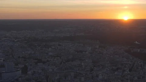 Sunset over Paris from Eiffel Tower Stock Footage 108820894