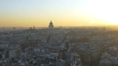 Sunset Over Paris From The Notre Dame Cathedral In Paris, France Stock Footage 158681429