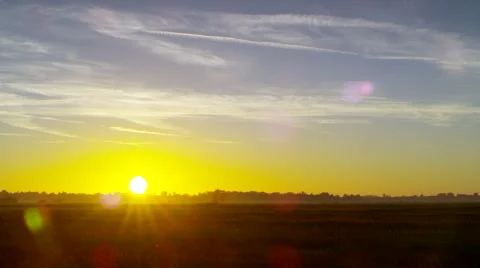 Sunset over pasture Stock Footage 66560489