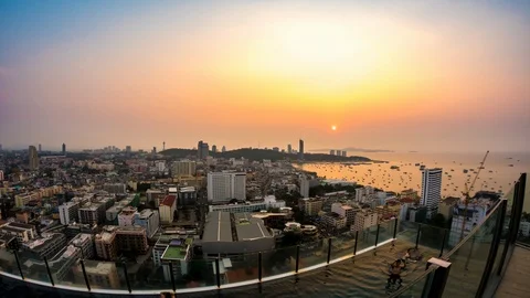 Sunset over Pattaya Stock Footage 95116606