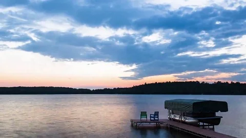 Sunset Over a Peaceful Lake Stock Footage 69110478