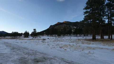 Sunset over peak in Morain Park Colorado, Wide Angle Stock-Footage 170591125
