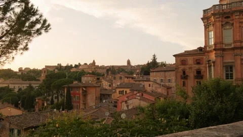 Sunset Over Perugia Rooftops Stock Footage 306372473