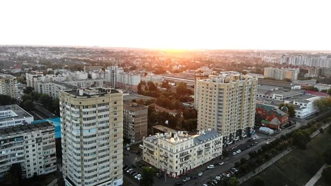 Sunset over a pieceful town Stock Footage 112450334