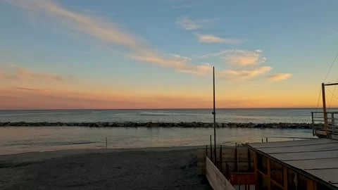 Sunset over the pier at the sea Stock-Footage 232372531