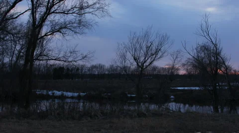 Sunset Over Pond Timelapse Stock Footage 1183377