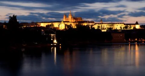 Sunset over Prague Castle Stock Photos