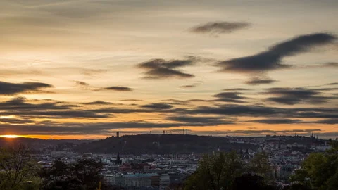 Sunset over Prague city Stock-Footage 162466514