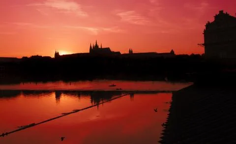 Sunset over Prague Stock Photos
