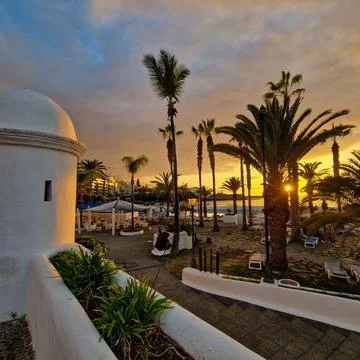 Sunset Over Puerto de la Cruz Stock Photos