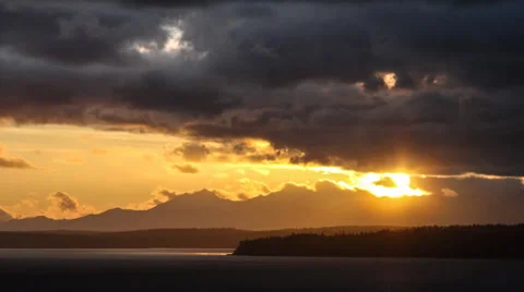 Sunset over the Puget Sound Stock Footage 36667005