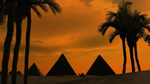 Sunset over pyramids in the dessert Video stock 33992190