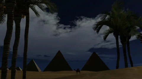 Sunset over pyramids in the dessert Vídeo Stock 33993258