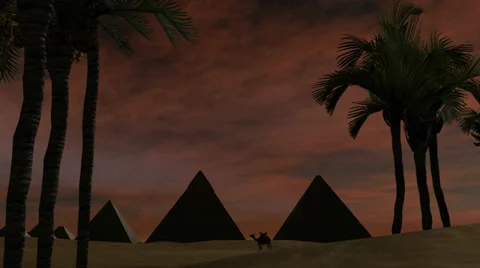 Sunset over pyramids in the dessert Видео 33993517