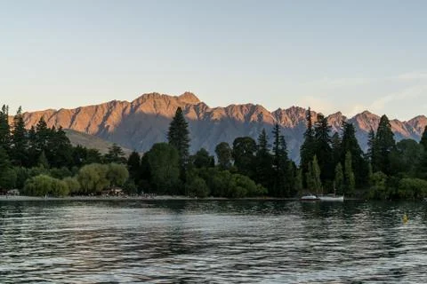 Sunset over queenstown Stock Photos