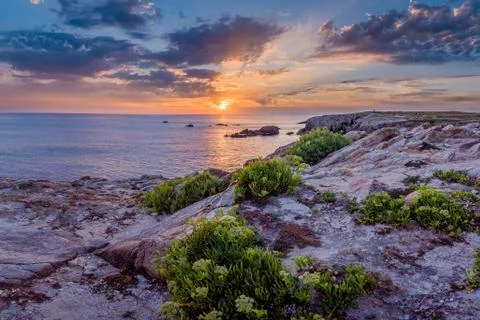 Sunset over Quiberon Foto stock