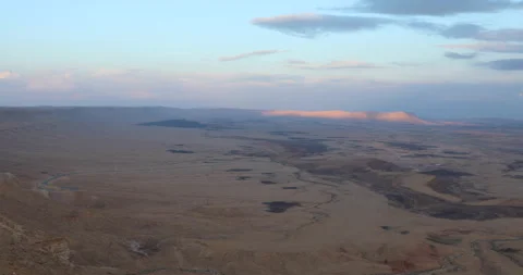 Sunset over Ramon Crater, Mitzpe Ramon, Israel Stock Footage 137019845