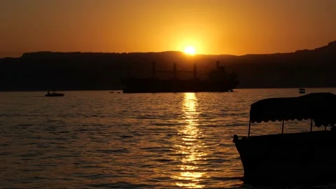 Sunset over Red Sea, Jordan 4k Stock Footage 163288837