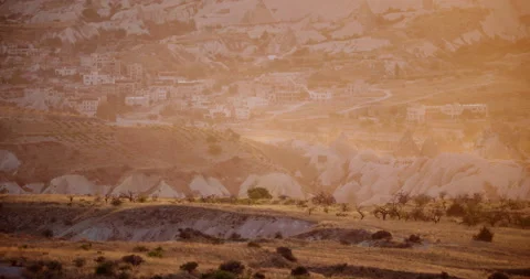 Sunset Over The Red Valley in Cappadocia, Turkey Stock Footage 252012059