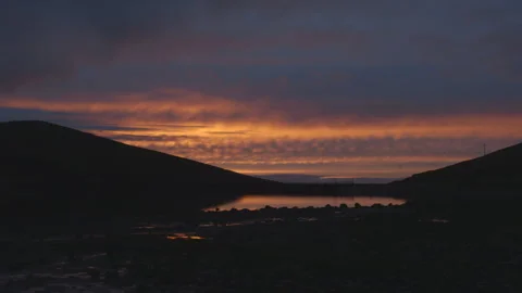Sunset over a reservoir Video stock 141069565