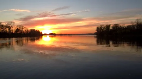 Sunset over the river 1 Stock Footage 103297097