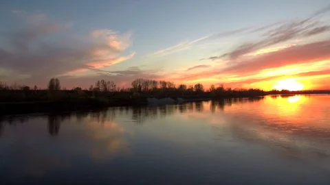 Sunset over the river 4 Video stock 103297089