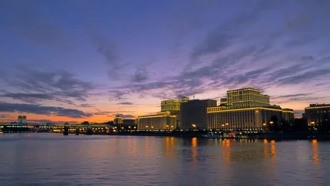 Sunset over the river in the city. Stock Footage 126091353