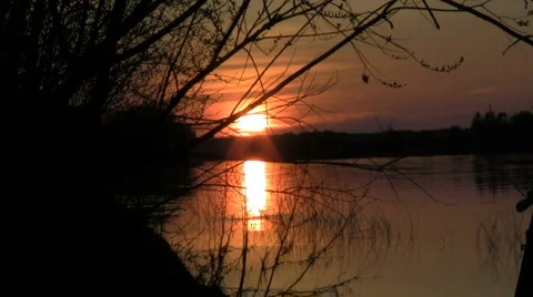 Sunset over the river Stock Footage 5164823