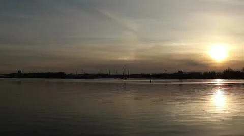 Sunset over river Stock Footage 10883026