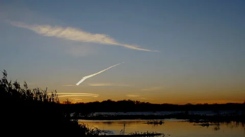 Sunset Over The River Stock Footage 32624364