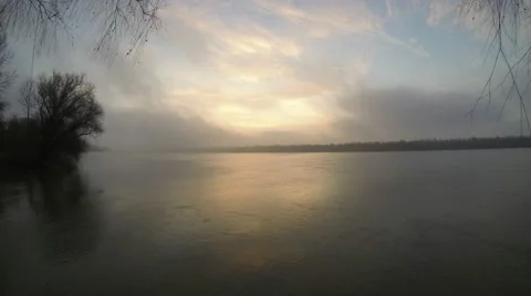 Sunset over the river. Stock Footage 46469726