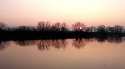 The sunset over the river Stock Footage 46995310