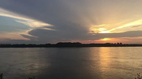 Sunset Over The River Stock Footage 50210808