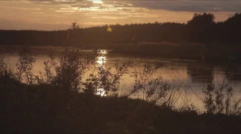 Sunset over the river Stock Footage 50696199