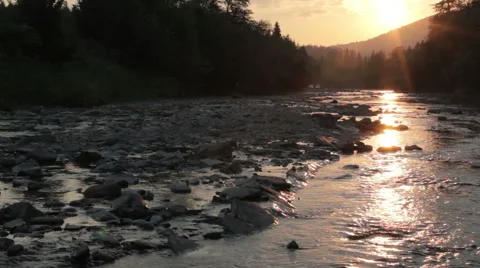 Sunset Over River Stock Footage 53428820
