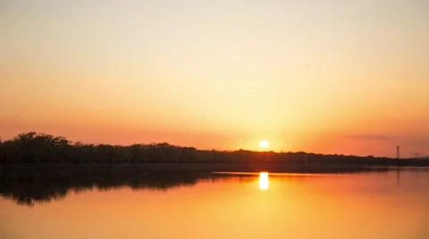 The sunset over the river. Stock Footage 55180119
