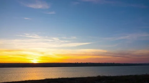 Sunset over the River. Stock Footage 73551932