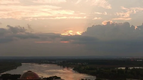 Sunset over the river Stock Footage
