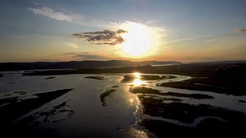 Sunset over the river. Stock Footage 81726736