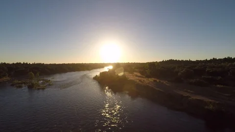 Sunset over the River Stock Footage 87238597
