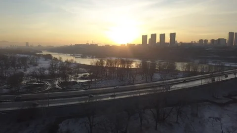 Sunset over the river 库存影片 89661983